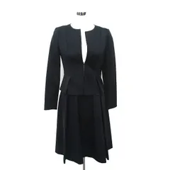 アナイ ANAYI セットアップ フォーマルスーツ ノーカラージャケット フレアスカート 膝丈 シンプル 38 ブラック 黒 /KT3