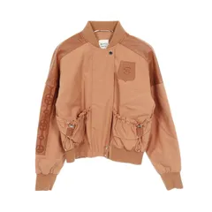 エルメス HERMES ブルゾン セリエボタン ボンバージャケット オレンジ レザー シルク ブルゾンジャケット レディース Used A