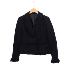 コムサイズム COMME CA ISM ツイード テーラード ジャケット アウター フリンジ ブラック 黒 /FT1