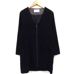 チャオパニック CIAOPANIC ノーカラー コート ミドル 無地 シンプル 袖スリット Vネック F ブラック 黒 /HT13