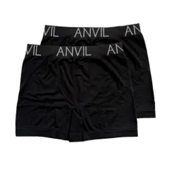アンビル アンヴィル ANVIL 二枚組ナイロン成型ボクサーパンツ ボクサーブリーフ ANV73B2 メンズ 下着 前閉じ 2枚セット 2枚組 2P 2XL-3XL ブラック-ブラック