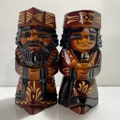 ニポポ人形 アイヌ民族 北海道 木彫り 2点セット　[管理No.：O11613_J1_80]