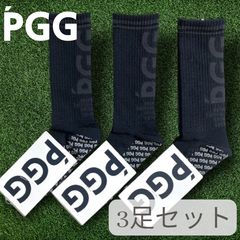 ピージージー パーリーゲイツ ゴルフ 日本製 ロゴ ミディアム丈 ミドルソックス リブソックス 靴下 ゴルフウェア レディース 3P 3足セット 268-3286652 定価9千 ブラック 22～24 ▲015▼51211w11