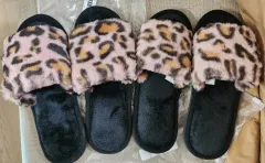 2個まとめ)レオパード ルームシューズ ファー ルームシューズ ファー スリッパ