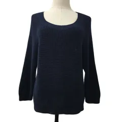 マッキントッシュフィロソフィー MACKINTOSH PHILOSOPHY セーター ニット プルオーバー ラウンドネック 無地 七分袖 38 紺 ネイビー