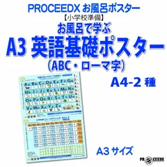 【小学校準備】お風呂で学ぶA3英語基礎ポスター（ABC・ローマ字）A4-2種 防水proceedx1608