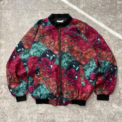ブルゾン 総柄 ゆったり マルチカラー 美品 Lサイズ 激チャラ レトロ 