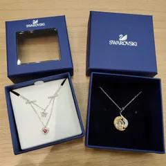 【EL6】 Swarovski スワロフスキー トレジャーハート スター 星 2連 ペンダント+フィッシュモチーフ ネックレス セット 箱付き　MK11482