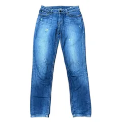 EDWIN ED22L スリム テーパードデニム ダメージ加工 ブルー サイズ26 レディースXS エドウィン