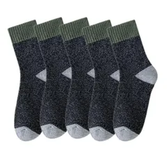 [DeerLuxe] メンズ ソックス 5足セット 靴下 フリーサイズ (D.グリーン) [D.グリーン]