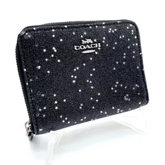 Coach コーチ 黒 二つ折り財布 星柄 F38693 スター グリッター ブラック ラウンドファスナー COACH レディース コンパクト ミニ財布 ラメ キラキラ 金運 開運日のサムネイル