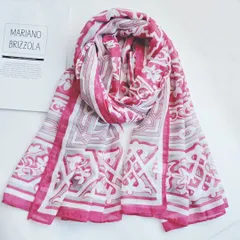 ストール 大判 アラベスク 柄 ピンク 薄手 UVカット 日焼け止め 春夏 アレンジ レディース プレゼント ギフト バレンタイン ホワイトデー 卒業式 入学式 新生活 お出かけ 旅行 リゾート おしゃれ 上品 カジュアル