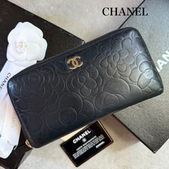 CHANEL シャネル カメリア ココマーク 二つ折り財布長財布 ブラック 黒