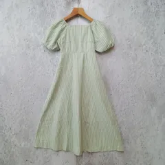MAJESTIC LEGON マジェスティックレゴン ワンピース パフ袖 パフスリーブ フェミニンシルエット リボン ライトグリーン Sサイズ ◎、□〇☆