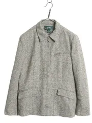 【お得なクーポン配布中!】 90s ローレン ラルフローレン ツイード ジャケット レディース XL 程 オールド ポロ テーラード ウール チェック ヘリンボーン ストライプ