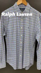 Ralph Lauren ラルフローレン 長袖シャツ ボタンダウンシャツ チェック 水色系 メンズM 中古 古着 60041