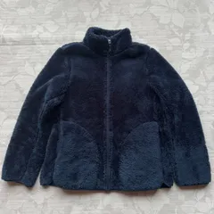 ユニクロ リバーシブルフリースジャケット M 濃紺 ボアブルゾン スタンドカラー