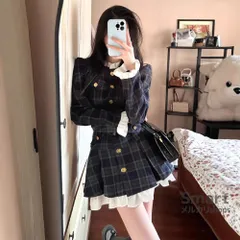 チェックワンピース レディース プリーツスカート 学生風 きれいめ カジュアル 長袖 秋冬 ワンピース M251224-2