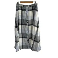 ブルーレーベルクレストブリッジ ロングスカート サイズ40 M レディース美品  - グレー×ライトブルー×マルチ チェック柄