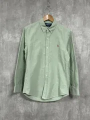Ralph Lauren ラルフローレン ロゴ刺 BD ネル シャツ sizeM/緑 ◆■ メンズ