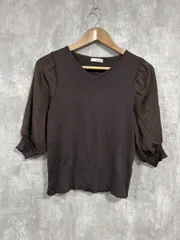 BEATRICE ベアトリス ニット切替 カットソー sizeM/茶 ◆■ レディース