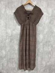 mile bilet マジョリカプリーツギャザー フレア Iライン ワンピース sizeM/茶 ■◆ レディース