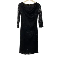 LAURAASHLEY(ローラアシュレイ) ワンピース サイズUSA 6 レディース美品 黒 ロング丈/レース/スパンコール