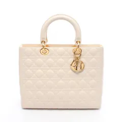 ディオール Dior ハンドバッグ アイボリー レザー レディディオール カナージュ 2wayトート レディース Used B