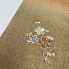 付下げ 汕頭刺繍 縮緬 紋無し 上品な加工 訪問着 正絹 着物 MK-2577