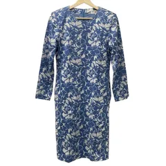 HANAE MORI(ハナエモリ) ワンピース サイズM レディース美品  ライトブルー×白 花柄