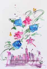 原画#116 黒猫 雨 ベネチア イタリア 水彩画 ドローイング インテリア