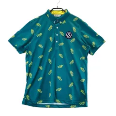 サイズ：LL AND PER SE アンパスィ  ボタンダウン 半袖ポロシャツ 総柄 グリーン系 [240101584496] ゴルフウェア メンズ ストスト