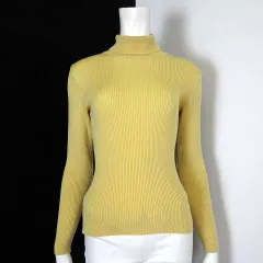 イーストボーイ EAST BOY ニット セーター リブ ウール タートルネック 長袖 M 黄 イエロー