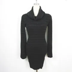 ブラック バイ マウジー BLACK by moussy タートルネック ニット ワンピース 長袖 膝丈 ストレッチ F ブラック ボーダー kz13206のサムネイル