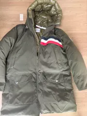 MONCLER モンクレール ダウンジャケット ロング丈 カーキ色 3本線LINE