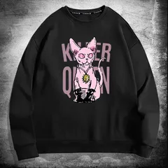 アニメ ジョジョの奇妙な冒険 キラークイーン プリント クルーネックスウェット メンズ 長袖 カジュアル  起毛なし ブラック