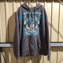 1267 Dickies ジップアップパーカー グレー L ディッキーズ スウェット プリントロゴ フルジップ 裏起毛 古着卸 アメリカ仕入