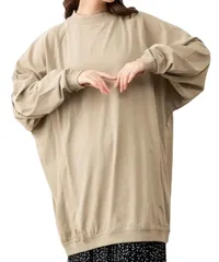 [Dep Club] オーバーサイズ トレーナー レディース 秋冬 クルーネック 長袖 体型カバー ゆったり シンプル 無地 スウェット トップス コットン 綿100％ カジュアル かわいい 大きいサイズ (JP, アルファ [グレーベージュ] [LL-3L]