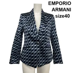 ◇ エンポリオアルマーニ EMPORIO ARMANI テーラードジャケット 総柄 シングル ネイビー 白 表裏ポリエステル 40 M 11号 レディース S5Y624