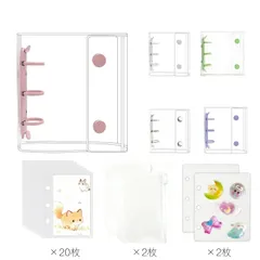 シール帳 透明 シール バインダー 女の子 はがせる A８ シール手帳 マイクロ8 クリア バインダー 透明リフィル20枚 PPシート2枚 バインダーポケット2枚スリーブセット シール帳 クリアバインダー シール収納 推し活グッズ 写真