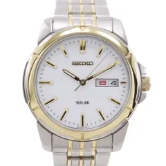 【SEIKO】セイコー ソーラー V158-0AD0 ステンレススチール シルバー ソーラー時計 アナログ表示 メンズ 白文字盤 腕時計