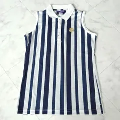 BEAMS GOLF 定価1.5万 ノースリーブ ポロシャツ ストライプ 刺繍