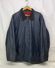 90s TOMMY HILFIGER トミーヒルフィガー 襟コーデュロイ ジップアップ ジャケット ブルゾン サイズ：L カラー：ネイビー 古着