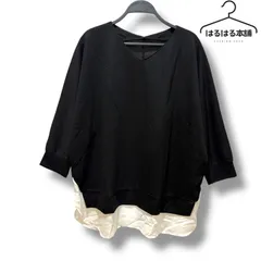 未使用／タグ付き品／大きいサイズ／ラメ調／レイヤード風／プルオーバー／トップス／チュニック／長袖／黒／ブラック／3L