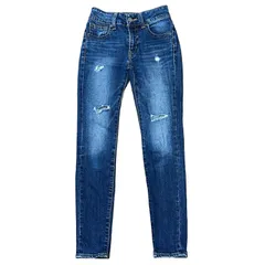AZUL BY MOUSSY ソフトクラッシュジャストウエスドスキニーデニム インディゴ サイズ22 レディースXXS