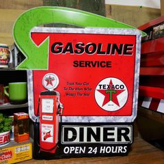 新品輸入品Texaco 両面式フランジ看板45.7×35.5／インテリアガレージ 新品輸入品Texaco 両面式フランジ看板45.7×35.5／インテリアガレージ