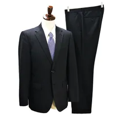 コムサイズム 2つボタン シングルスーツ 袖口4つボタン YA8 XL ダークグレー ストライプ ノータック 春秋冬 47-01SD02 5NL027 【送料無料】【中古】【メンズビジネス】202512