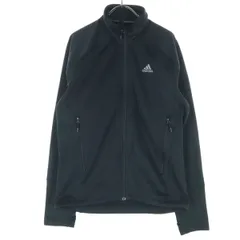 adidas アディダス 裏起毛 ワンポイントロゴ 長袖 トラックジャケット L ブラック メンズ 古着