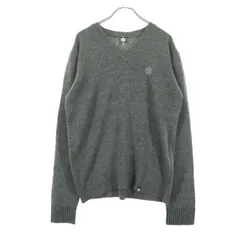 美品 Pretty Green プリティーグリーン ワンポイントロゴ 長袖 Vネック セーター 2 グレー メンズ 古着