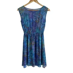 ANAYI(アナイ) ワンピース サイズ36 S レディース美品  - ボルドー×ネイビー×マルチ クルーネック/ノースリーブ/マキシ丈